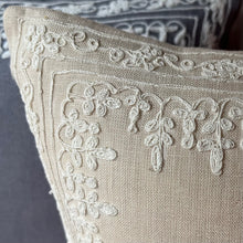 Load image into Gallery viewer, Natural Embroidered Linen Pillow