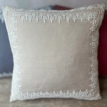 Load image into Gallery viewer, Natural Embroidered Linen Pillow