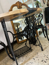 Load image into Gallery viewer, Live Edge Poplar Wood, Resin, and Dried Flower Bistro Table with Two Metal Chairs