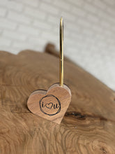 Load image into Gallery viewer, Handmade Wood Engraved Pen Holder: "I Heart You"