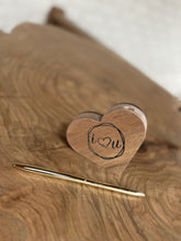 Load image into Gallery viewer, Handmade Wood Engraved Pen Holder: "I Heart You"