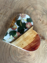 Load image into Gallery viewer, Handmade Cedar Wood, Resin, and Dried Flowers Heart Artwork