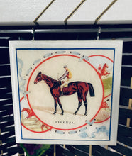 Load image into Gallery viewer, &quot;Racehorse Royalty&quot; Handmade Art Trio on Wooden Display
