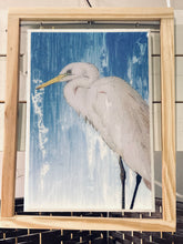 Load image into Gallery viewer, &quot;Egret&quot; Hand-poured Art in Reclaimed Frame
