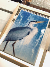 Load image into Gallery viewer, &quot;Heron&quot; Hand-poured Art in Reclaimed Frame
