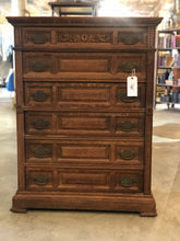 Load image into Gallery viewer, Vintage Carved Oak Chest
