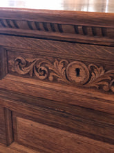 Load image into Gallery viewer, Vintage Carved Oak Chest