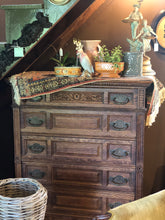 Load image into Gallery viewer, Vintage Carved Oak Chest