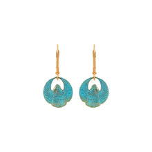 Load image into Gallery viewer, Wee Verdigris Scarab Earrings