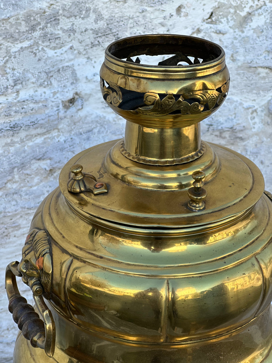 Antique Brass Russian Samovar Award Winning With Award Marks Dating From  1899 And Makers Mark - See Photos