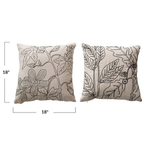 Botanical Embroidered Pillow, multiple styles