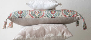 Cotton Ikat Lumbar Pillow w/ Tassels