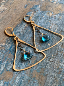 Blue Quartz Triangle Earrings