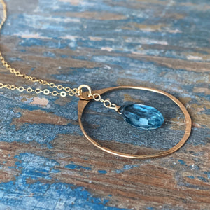 Blue Quartz Circle Necklace