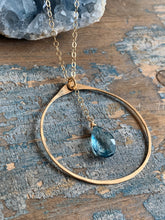 Load image into Gallery viewer, Blue Quartz Circle Pendant Necklace / Large
