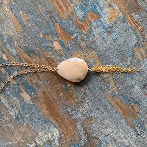 Moonstone Fringe Necklace / Peach