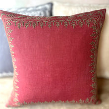 Load image into Gallery viewer, Azalea Embroidered Linen Pillow
