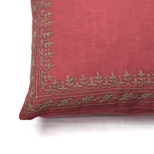 Azalea Embroidered Linen Pillow