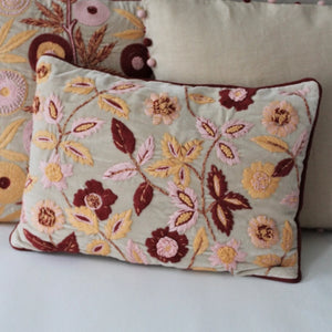 Carey Hand-Embroidered Velvet Down Pillow