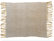 Load image into Gallery viewer, Gray &amp; Mustard Fringed Throw
