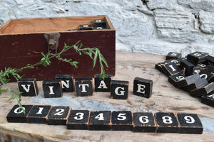 Vintage Box o' Number & Letter Tiles