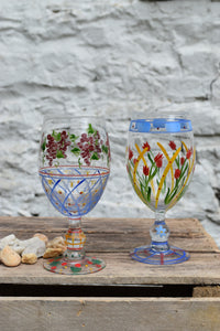 Mackenzie Childs-style Hand-painted Glass, multiple styles