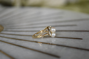 10Kt Pearl & Diamond Estate Ring
