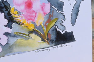Floral State Watercolor by Local Artist, multiple styles