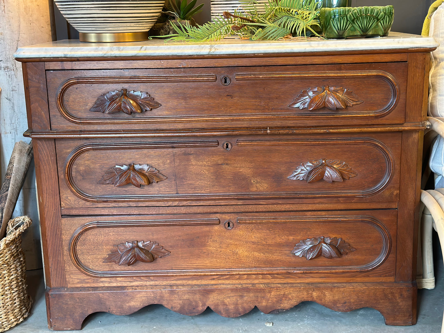 Antique Marble-topped Chest