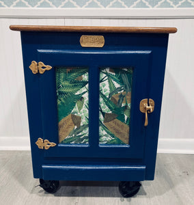 Navy Side Cabinet w/ Hand-poured Inlays