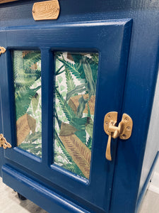 Navy Side Cabinet w/ Hand-poured Inlays