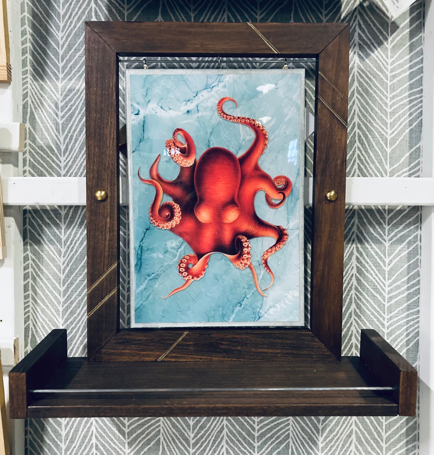 Hand-poured Octopus Art in Handmade Frame