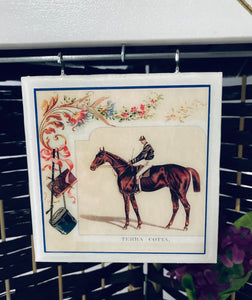 "Racehorse Royalty" Handmade Art Trio on Wooden Display