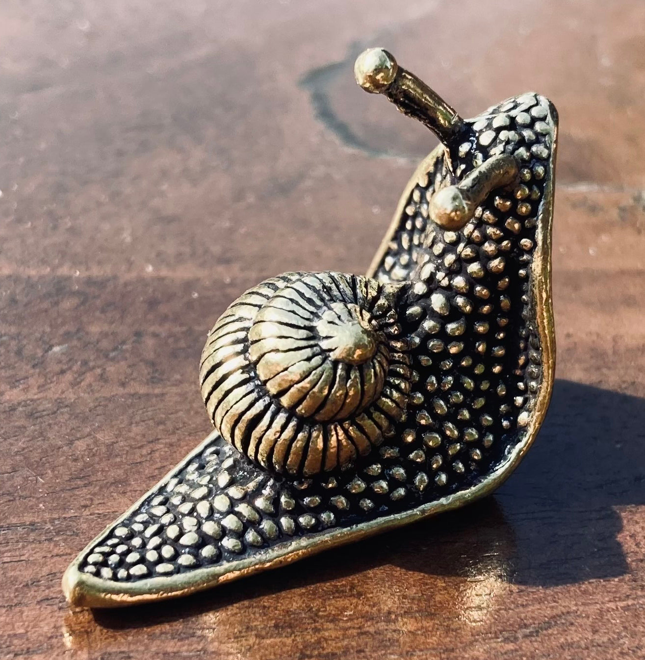 Miniature Brass Snail Figurine