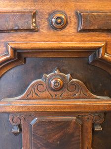 Antique Gothic Revival Walnut Chest w/ Marble Top