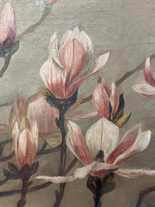Magnolias, 19thC Original Oil Painting