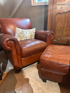 Leather Chair & Ottoman Set