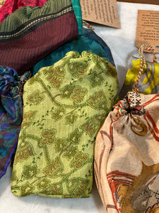 Found Vintage Silk Sari Pouch, multiple styles