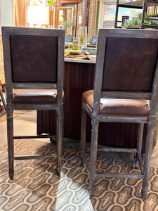 Restoration Hardware Leather Bar Stool