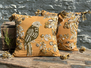 Embroidered Avian Pillow