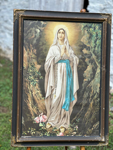 Framed "Immaculate Conception" on Fabric Art