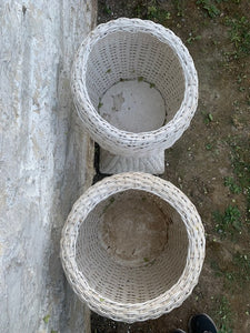 Wicker Basket Planter Pair