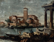 Load image into Gallery viewer, Italian &quot;Village Along a River&quot; Original Art
