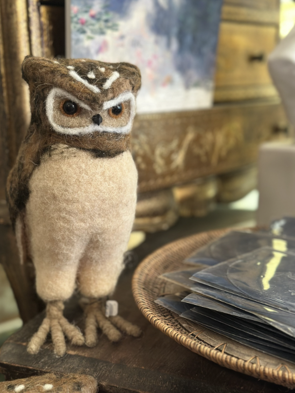 Handmade Wool Felt Burrowing Owl
