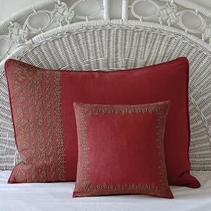 Azalea Embroidered Linen Pillow