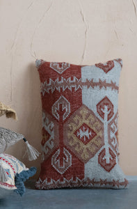 Terra Cotta Ikat Kilim Lumbar Pillow