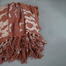 Load image into Gallery viewer, Cotton Terra Cotta Tie-Dyed Throw w/ Fringe
