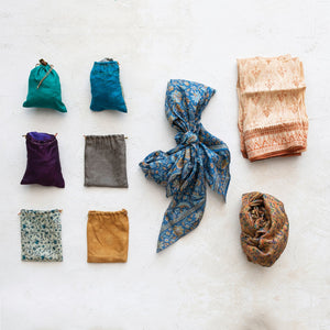 Found Vintage Silk Sari Pouch, multiple styles