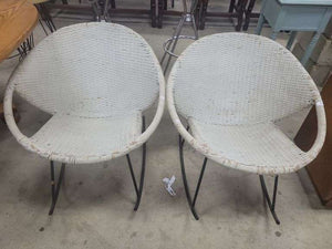 Midcentury Wicker & Iron Rocking Chair, Pair