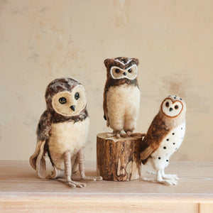 Handmade Wool Felt Burrowing Owl